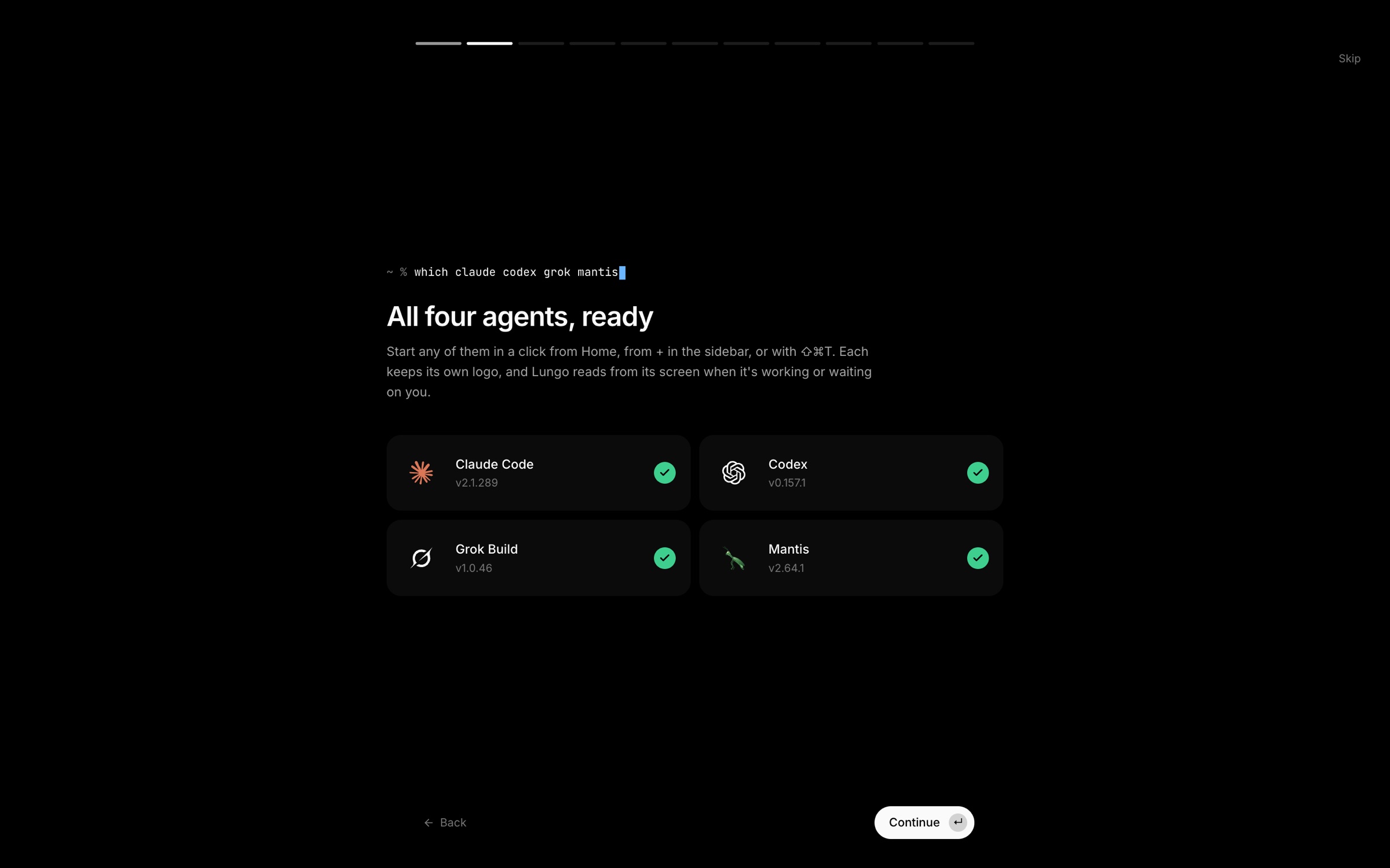 the welcome finds the agents installed