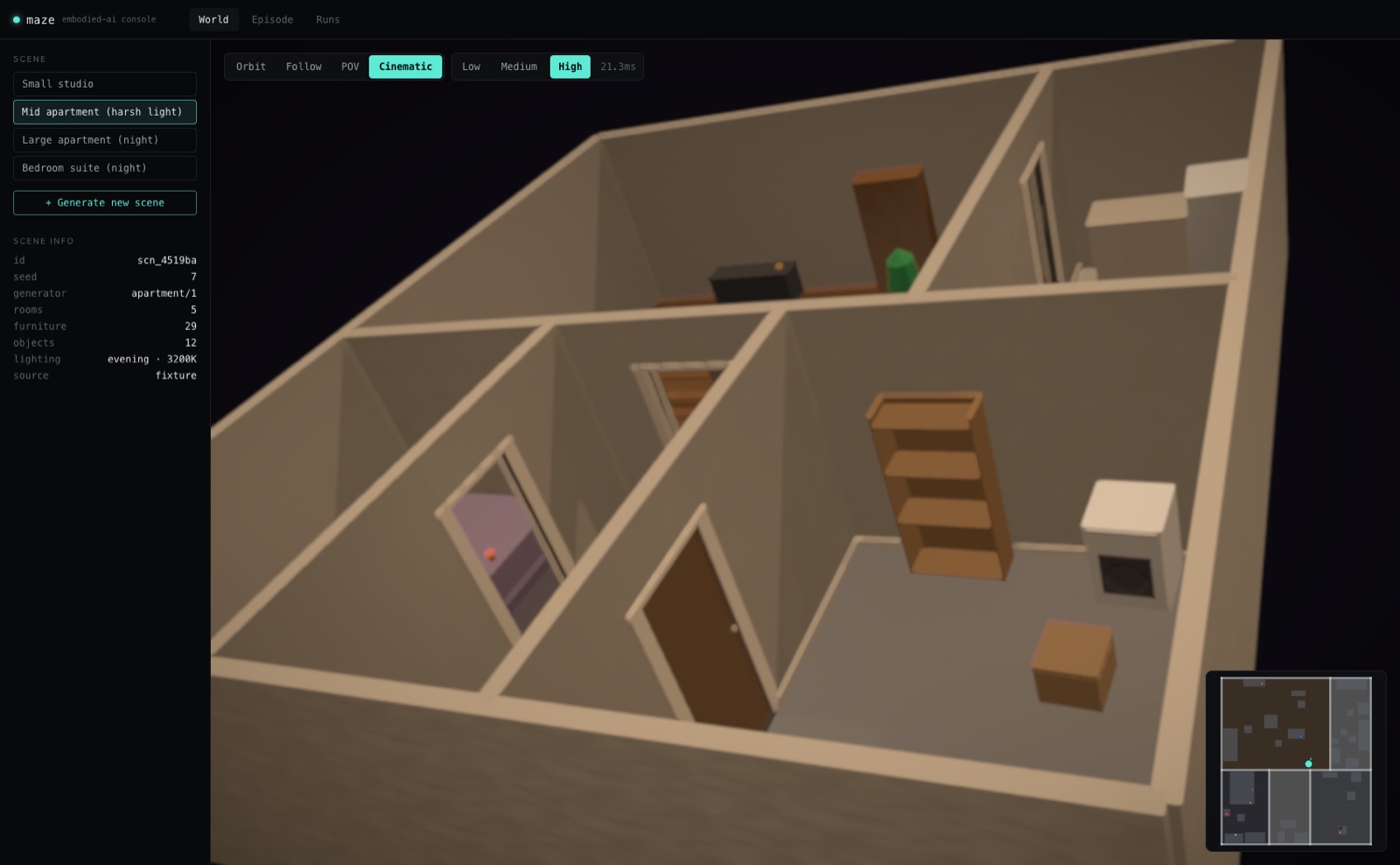 the console · a generated apartment